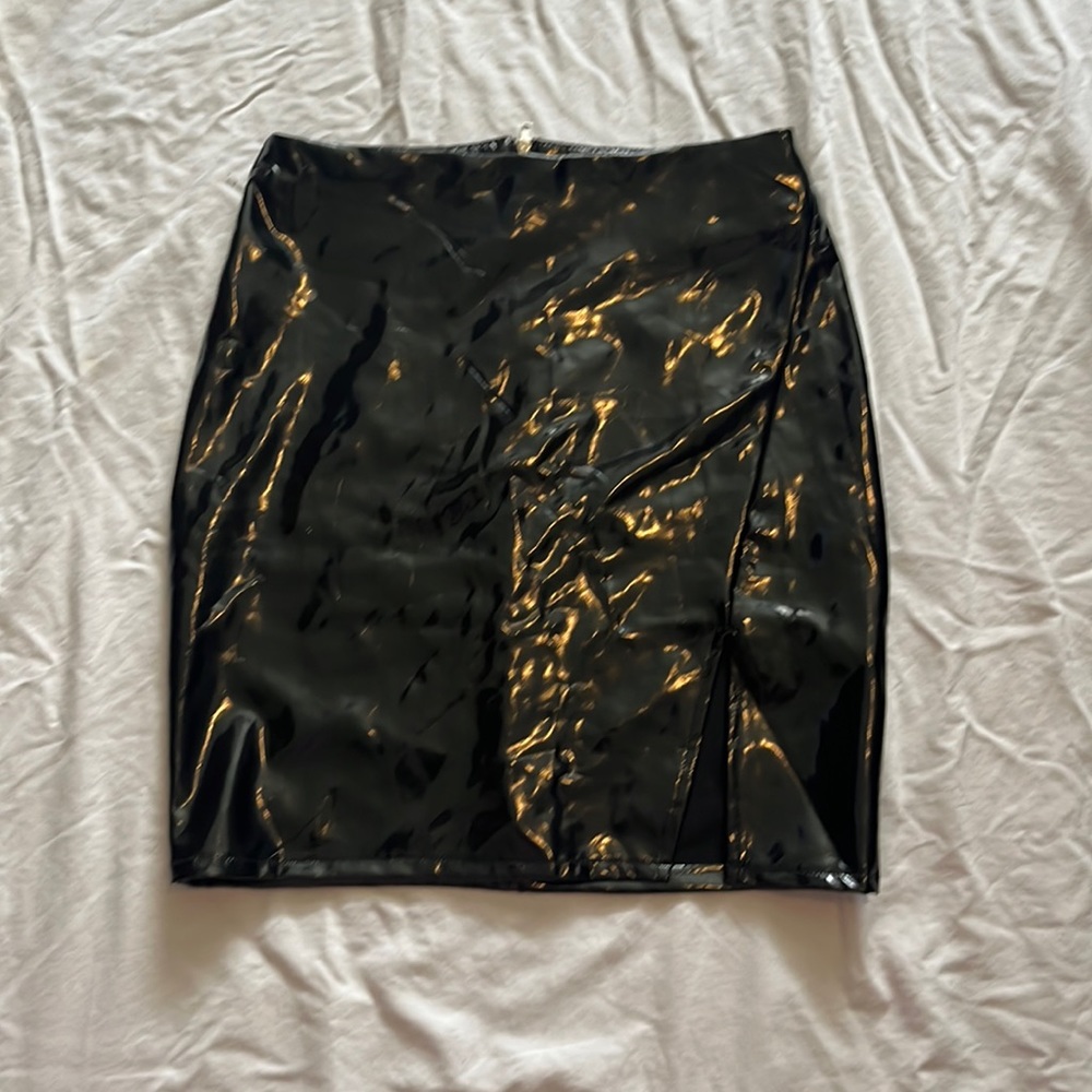 Patent Leather Black Mini Skirt